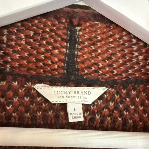 Lucky Brand wool blend chevron southwestern cardigan sweater large - Picture 5 of 12